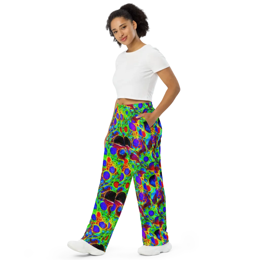 Biomorphic Burst on Wide-Leg Pants — Left Front