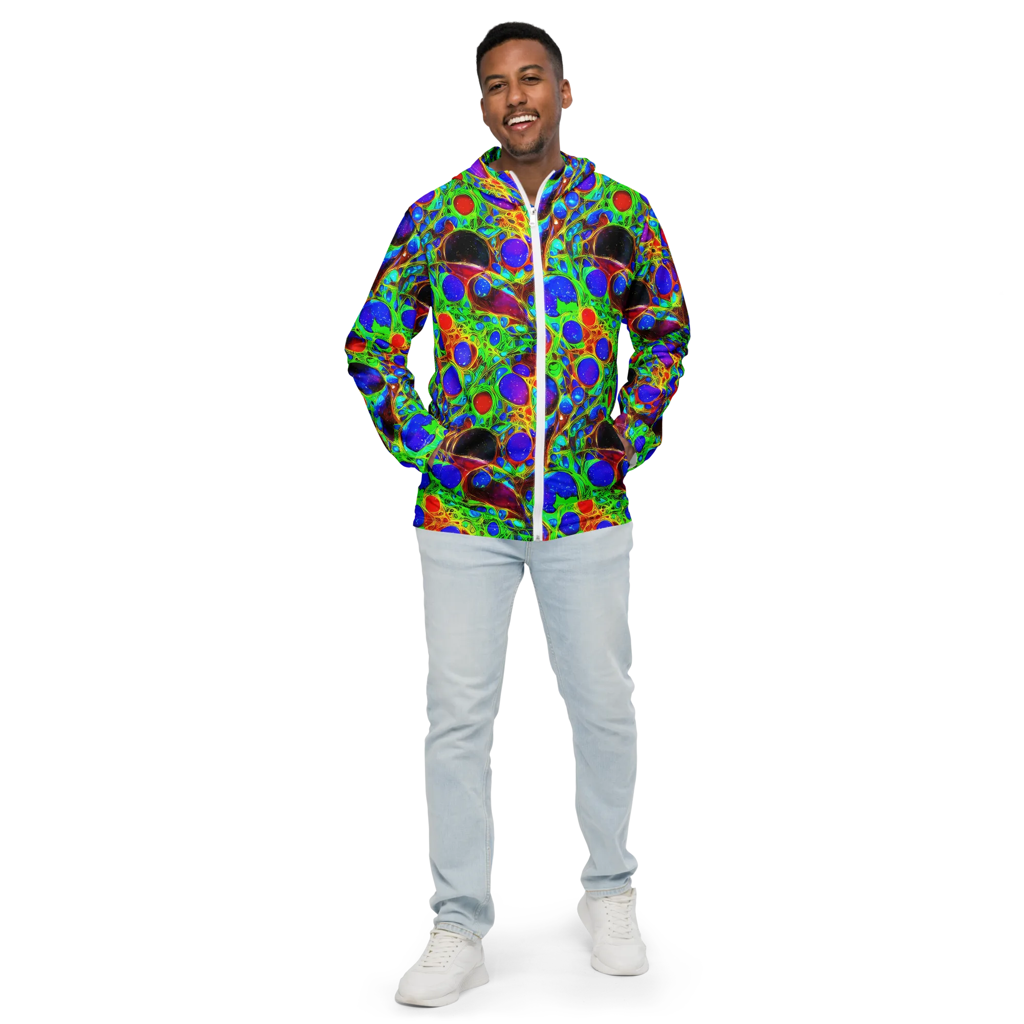 Biomorphic Burst on Men's Windbreaker — Front