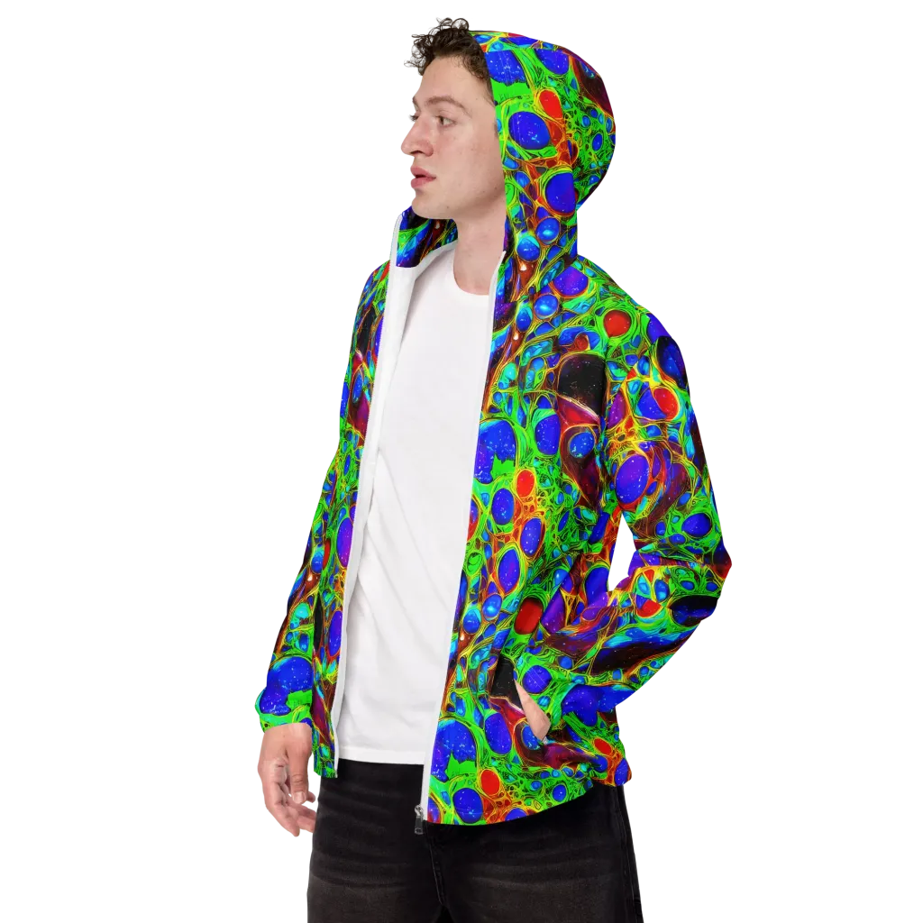 Biomorphic Burst on Men's Windbreaker — Left Front