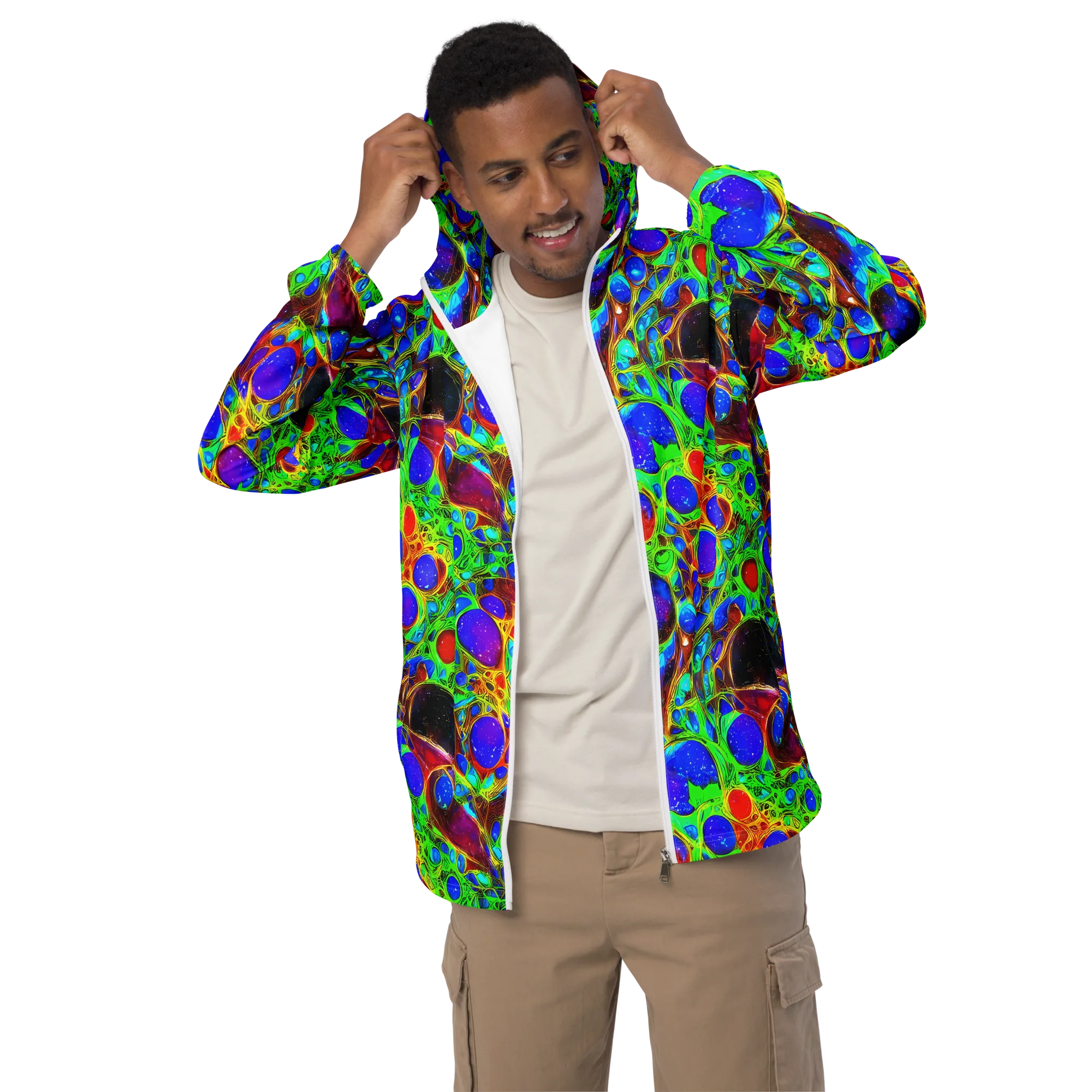 Biomorphic Burst on Men's Windbreaker — Front