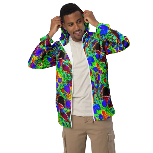 Biomorphic Burst on a Men's Windbreaker