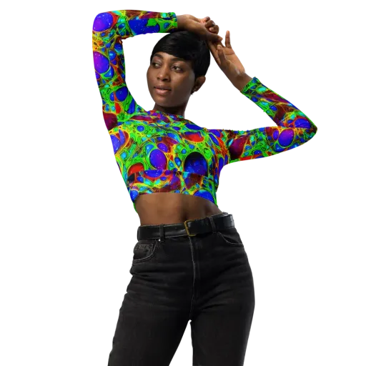 Biomorphic Burst on a Long Sleeve Crop Top