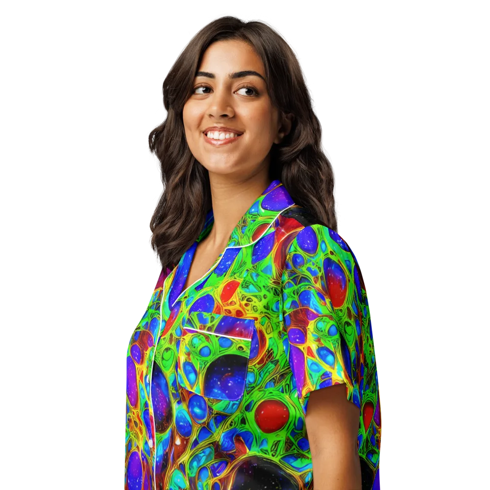 Biomorphic Burst on Women's Short Sleeve Pajama Top — Left Front