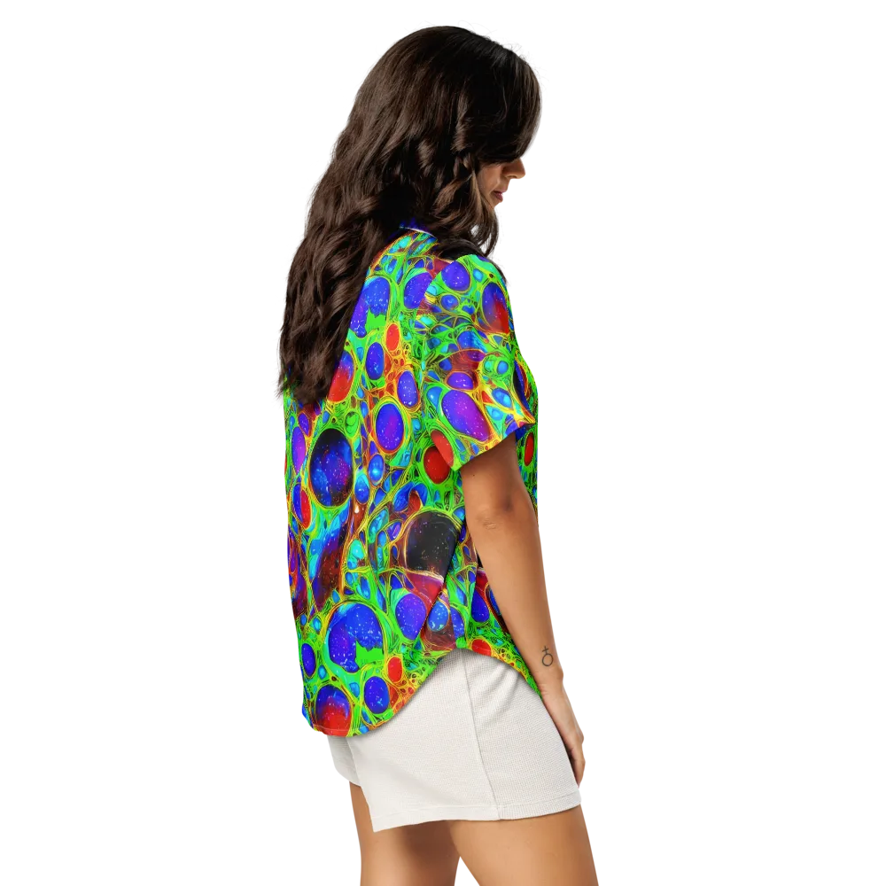 Biomorphic Burst on Women's Short Sleeve Pajama Top — Right Back