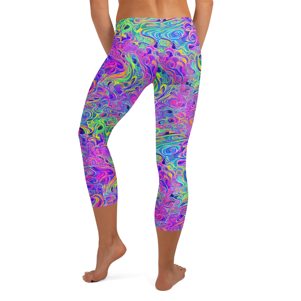 Kaleido Fever on Capri Leggings — Back