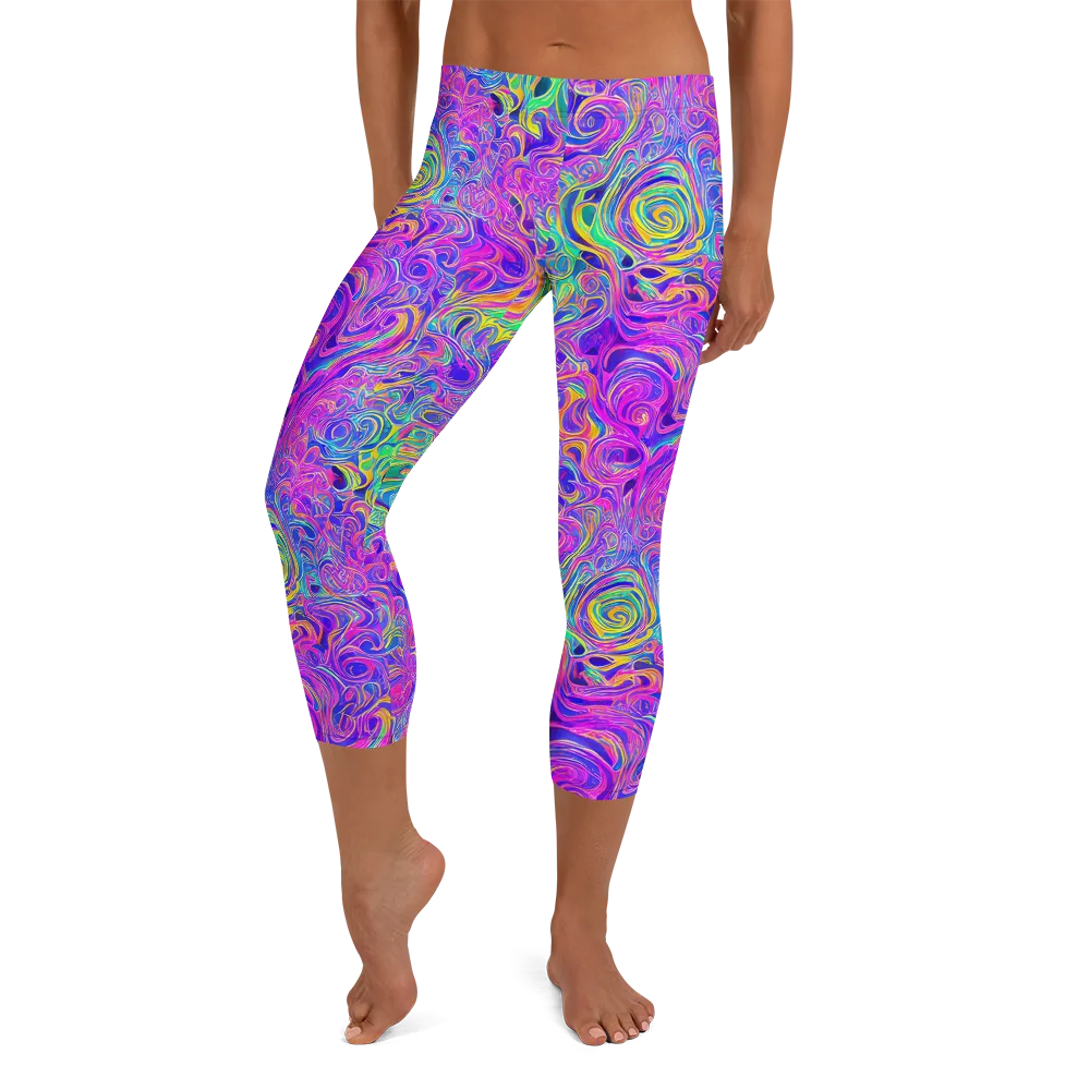Kaleido Fever on Capri Leggings — Front