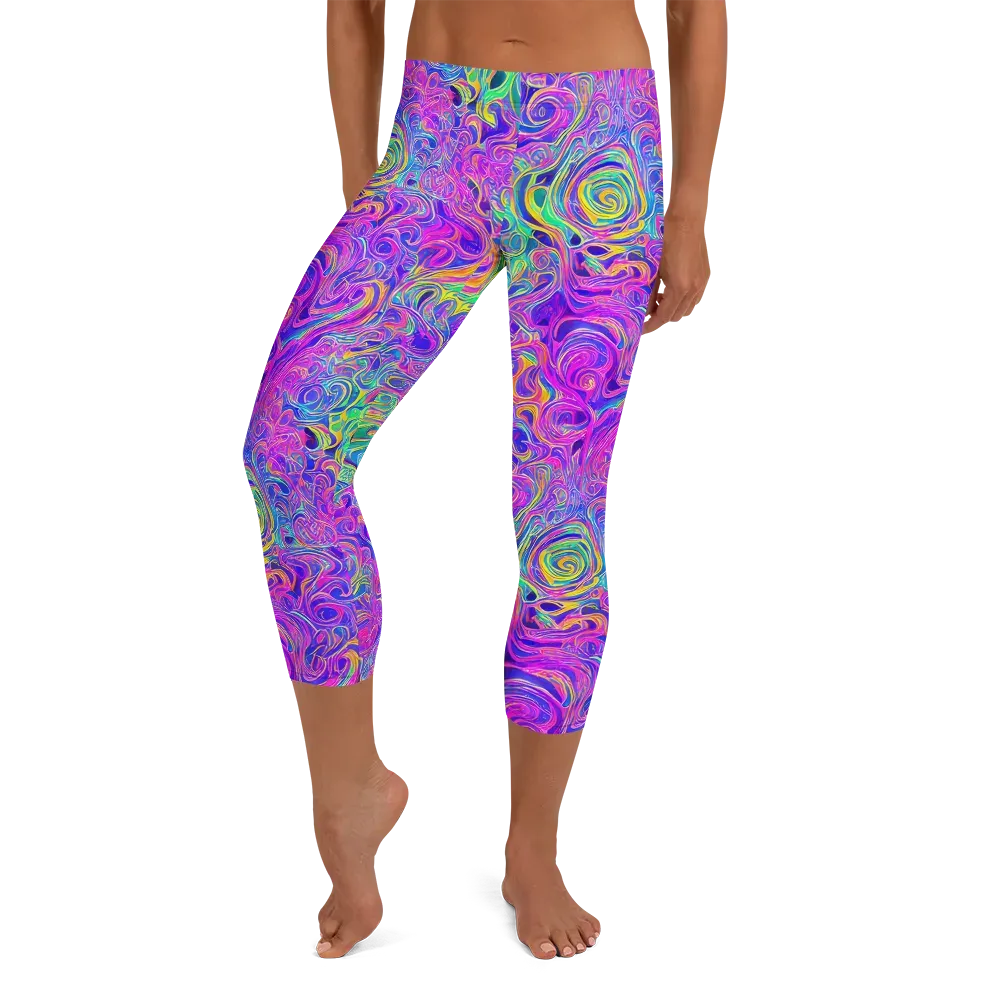 Kaleido Fever on Capri Leggings — Front
