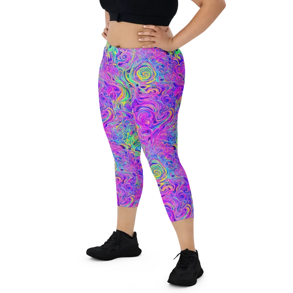 Kaleido Fever on Capri Leggings — Front