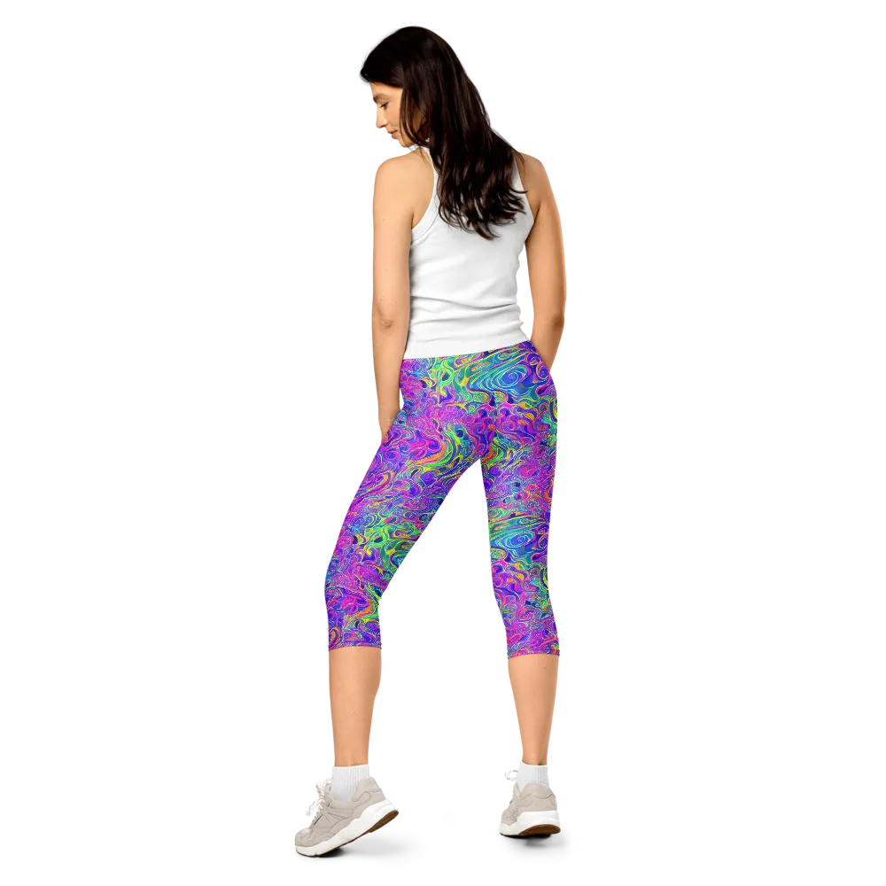 Kaleido Fever on Capri Leggings — Back