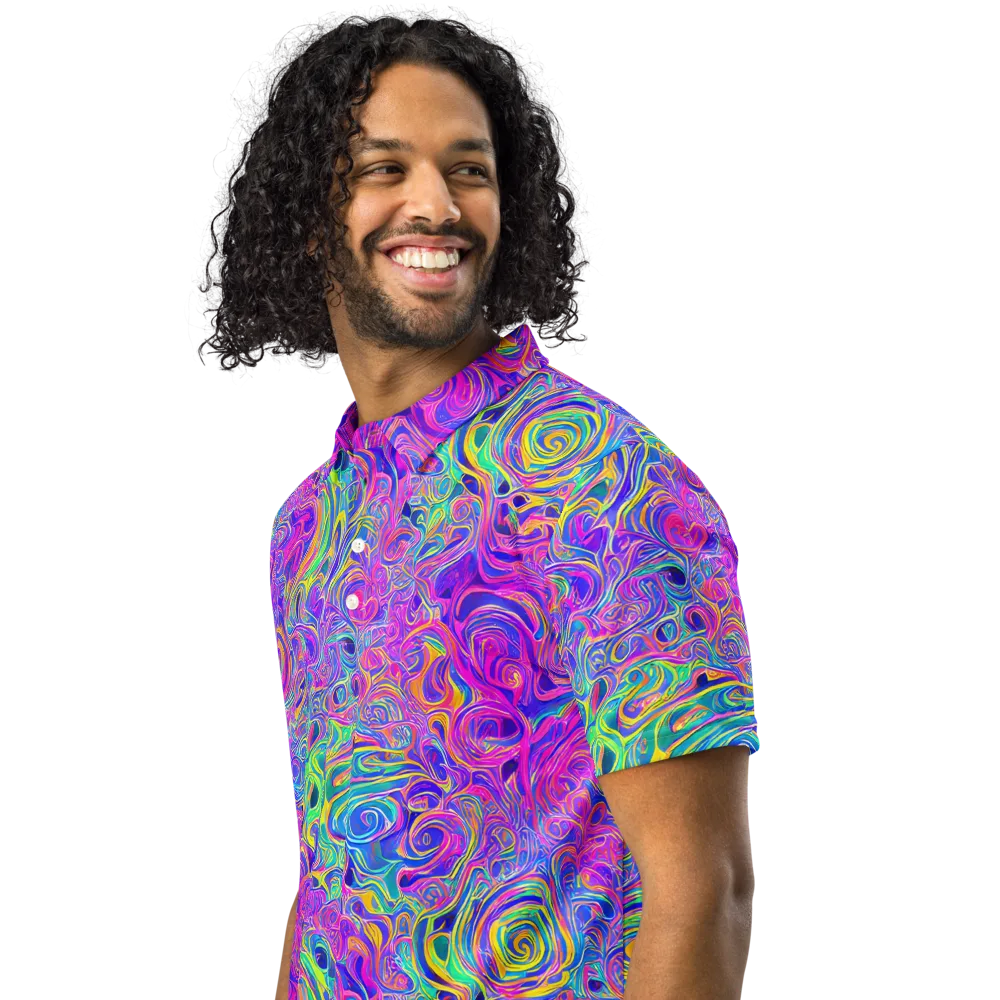 Kaleido Fever on Men's Slim Fit Polo Shirt — Left Front