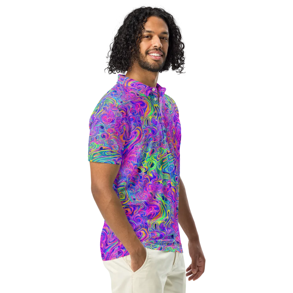 Kaleido Fever on Men's Slim Fit Polo Shirt — Right Front