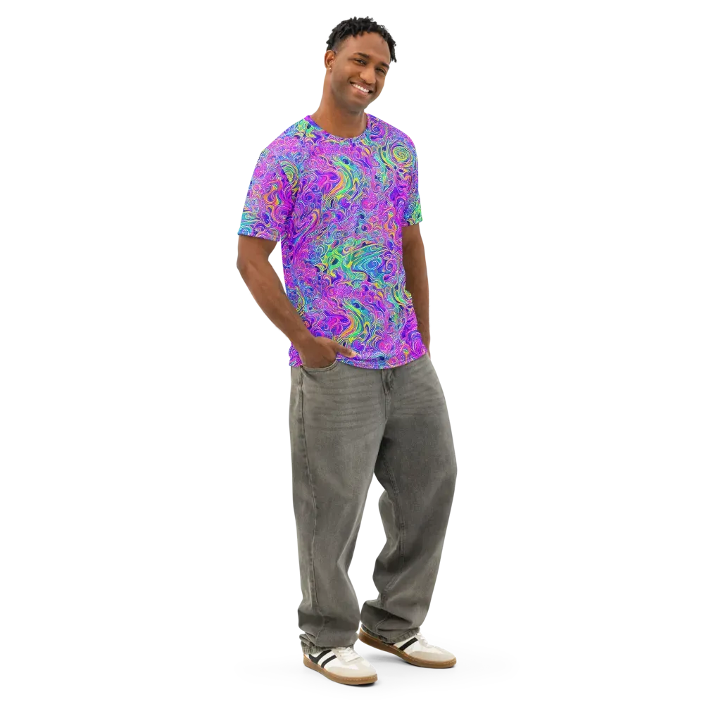 Kaleido Fever on Men's Cotton Crew Neck T-Shirt — Right Front