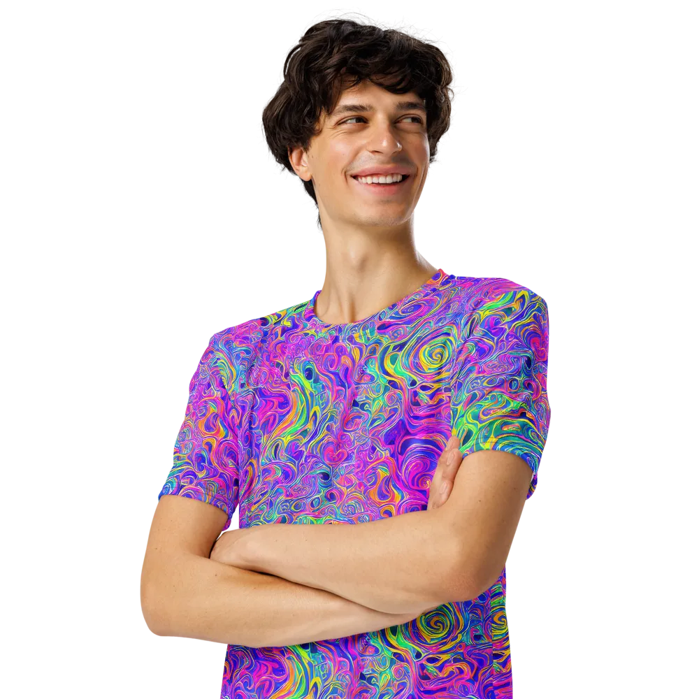 Kaleido Fever on Men's Crew Neck T-Shirt — Left Front