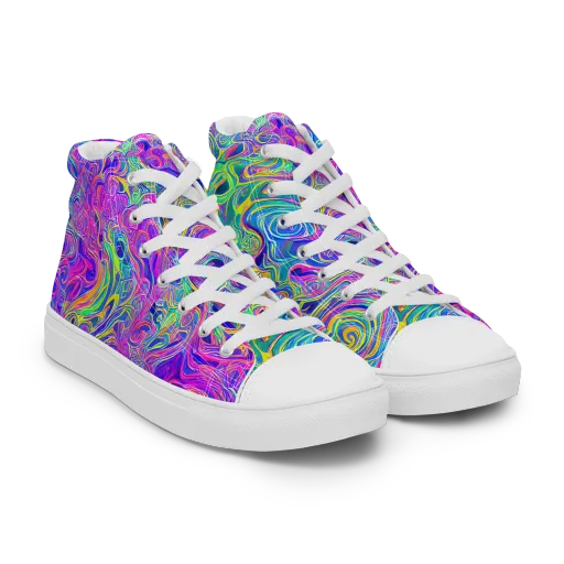 Kaleido Fever on a Men's High Top Canvas Shoes