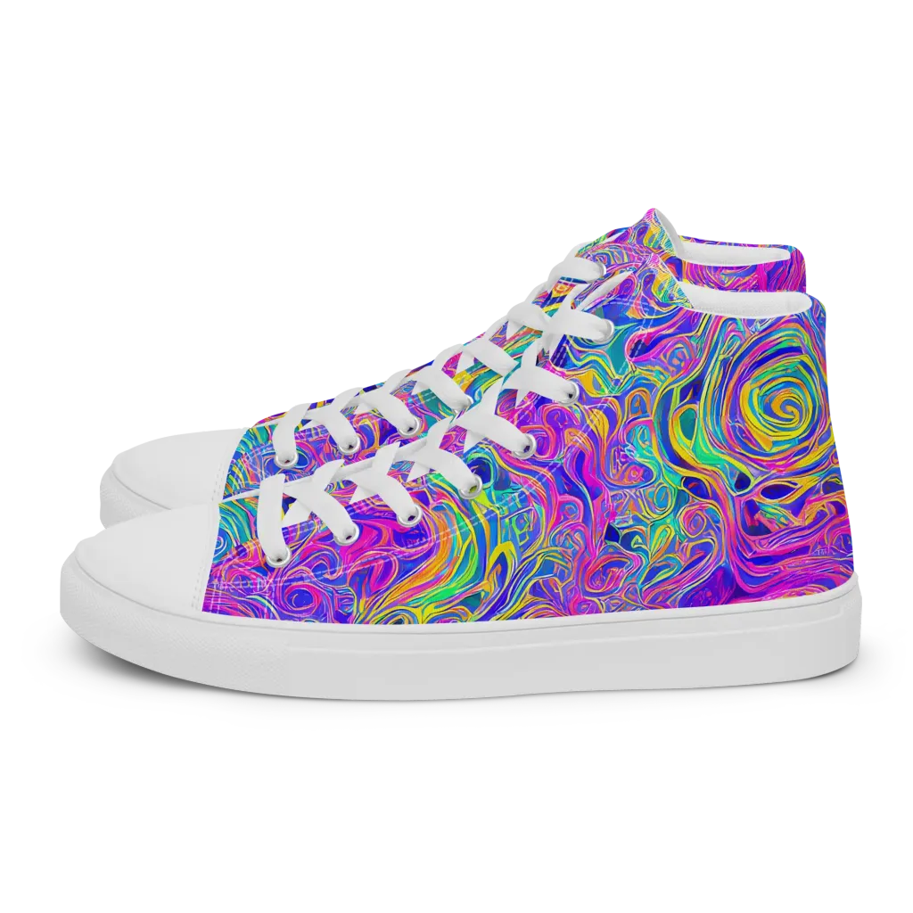 Kaleido Fever on Men's High Top Canvas Shoes — Left