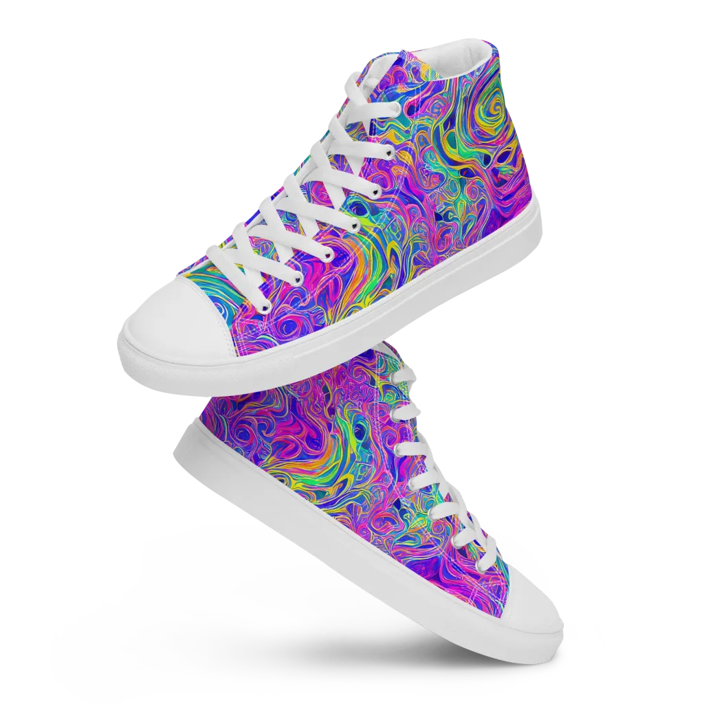 Kaleido Fever on Men's High Top Canvas Shoes — Front