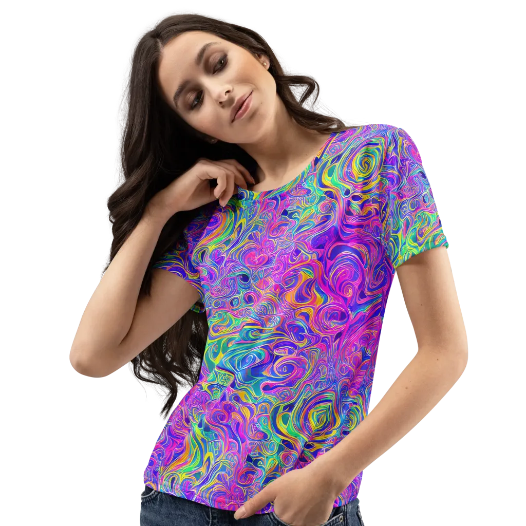 Kaleido Fever on Women's Crew Neck T-Shirt — Left Front