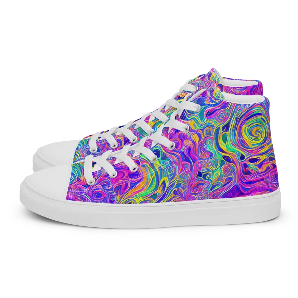 Kaleido Fever on Women's High Top Canvas Shoes — Left