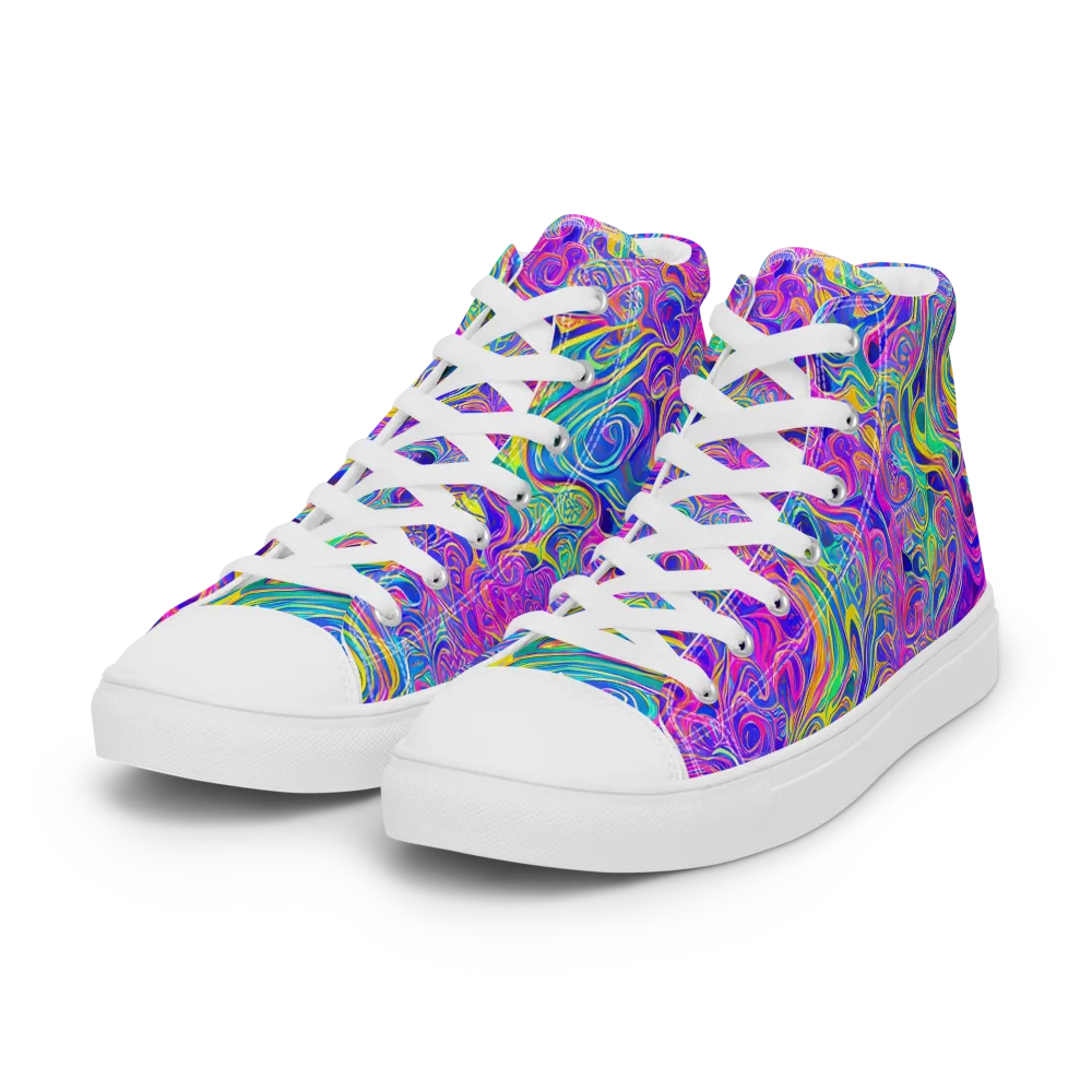 Kaleido Fever on Women's High Top Canvas Shoes — Left Front