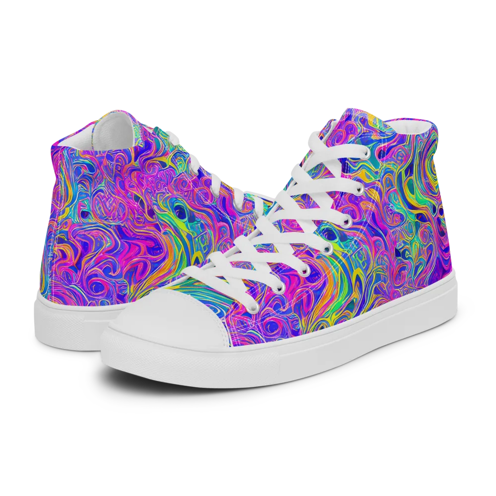 Kaleido Fever on Women's High Top Canvas Shoes — Left