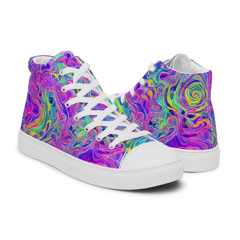 Kaleido Fever on Women's High Top Canvas Shoes — Right