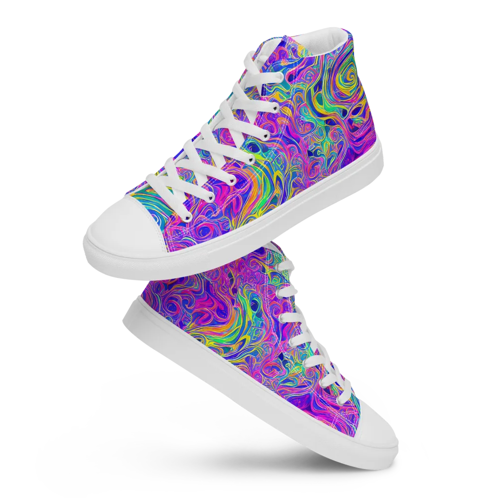 Kaleido Fever on Women's High Top Canvas Shoes — Front