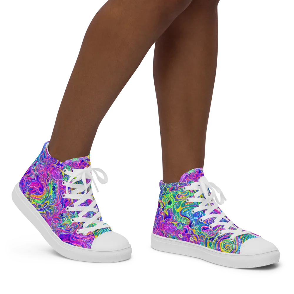Kaleido Fever on Women's High Top Canvas Shoes — Right