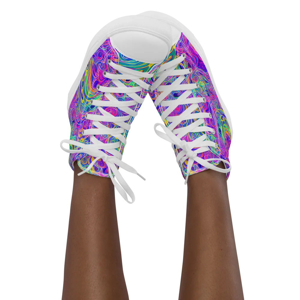 Kaleido Fever on Women's High Top Canvas Shoes — Front