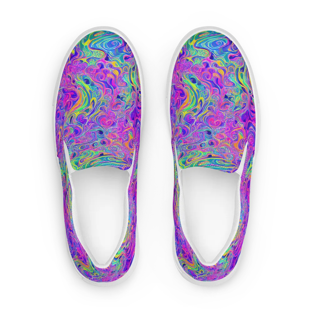 Kaleido Fever on Men's Slip-On Canvas Shoes — Front