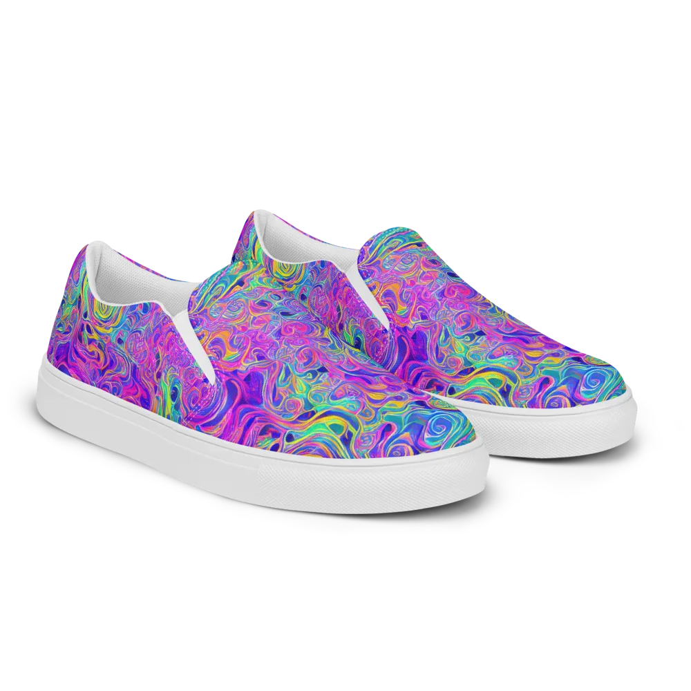 Kaleido Fever on Men's Slip-On Canvas Shoes — Right Front