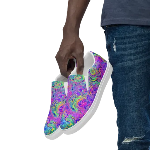 Kaleido Fever on a Men's Slip-On Canvas Shoes