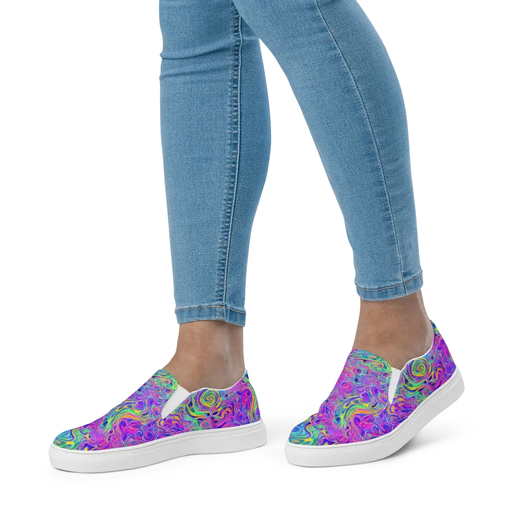 Kaleido Fever on Women's Slip-On Canvas Shoes — Front