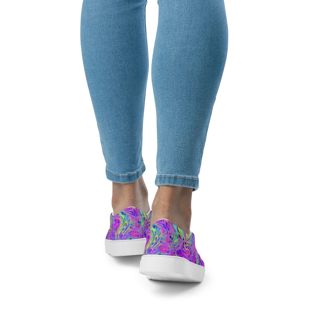 Kaleido Fever on Women's Slip-On Canvas Shoes — Back