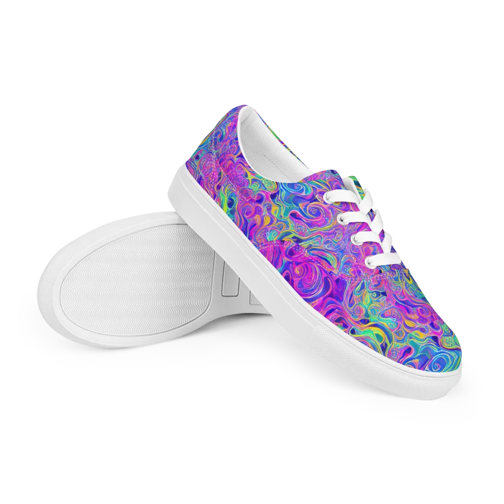 Kaleido Fever on Men's Lace-Up Canvas Shoes — Right Front