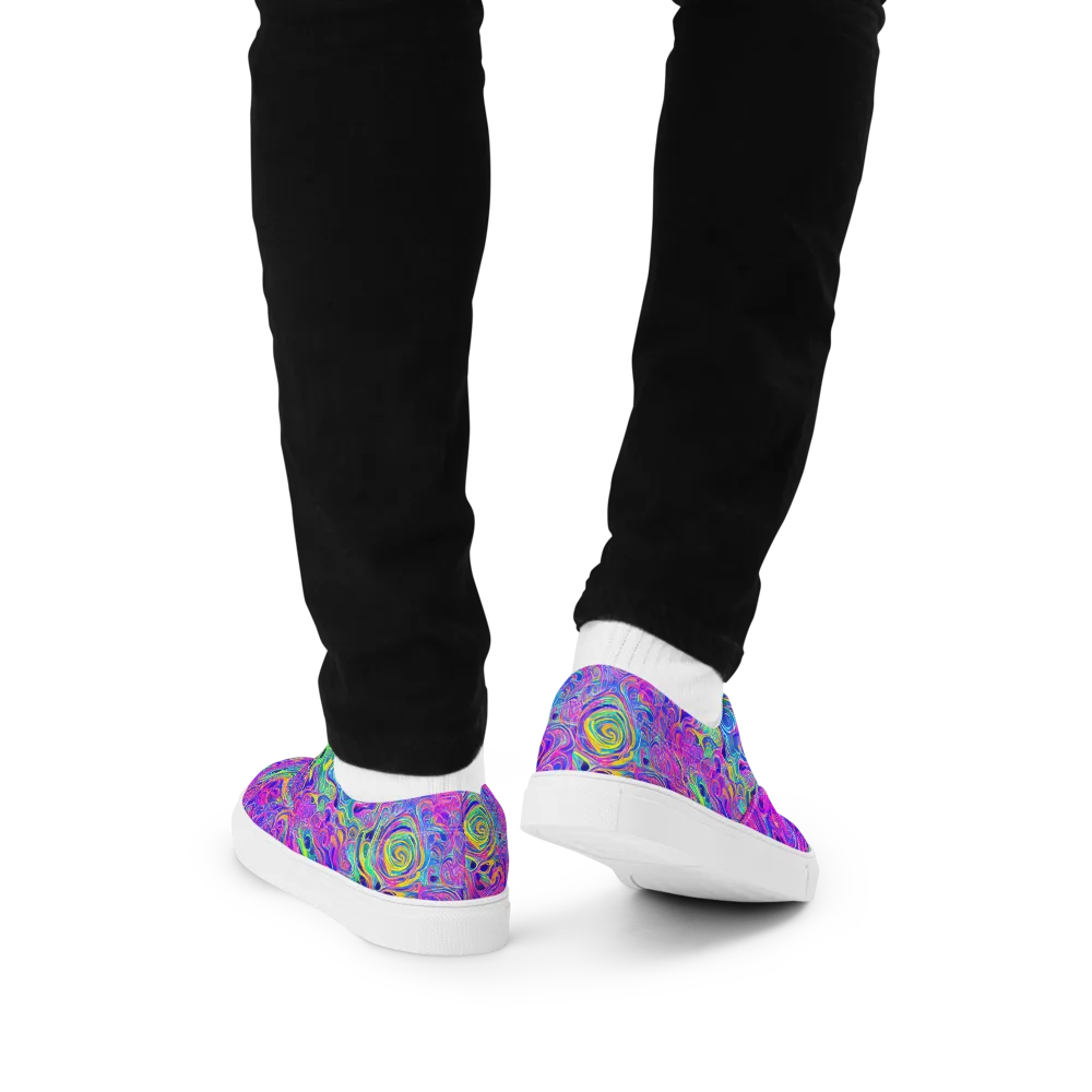 Kaleido Fever on Men's Lace-Up Canvas Shoes — Back