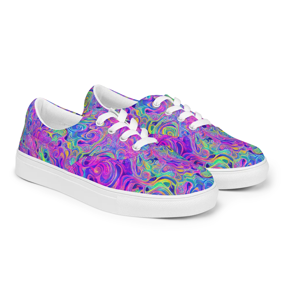 Kaleido Fever on Men's Lace-Up Canvas Shoes — Right Front