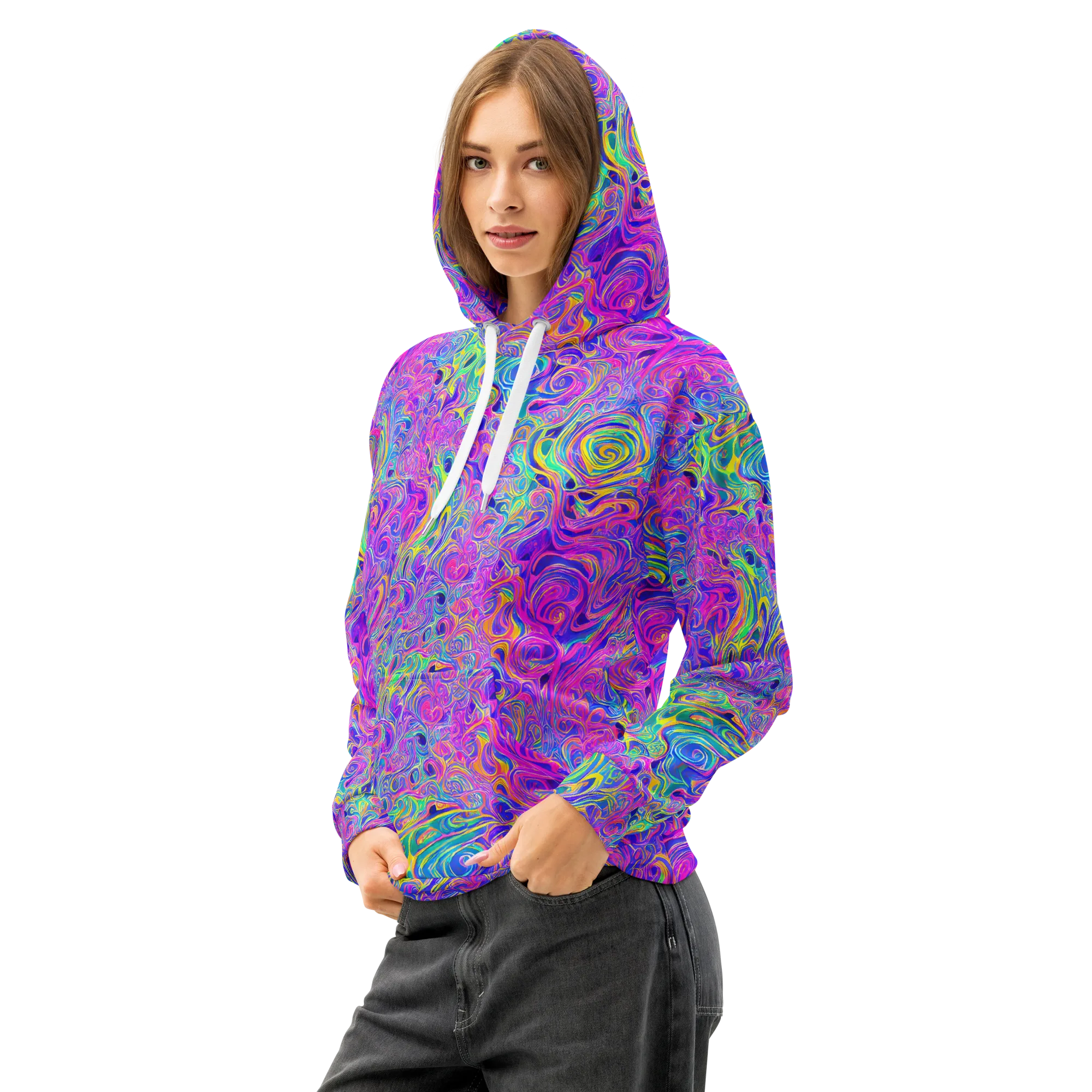 Kaleido Fever on Cotton Hoodie — Left Front