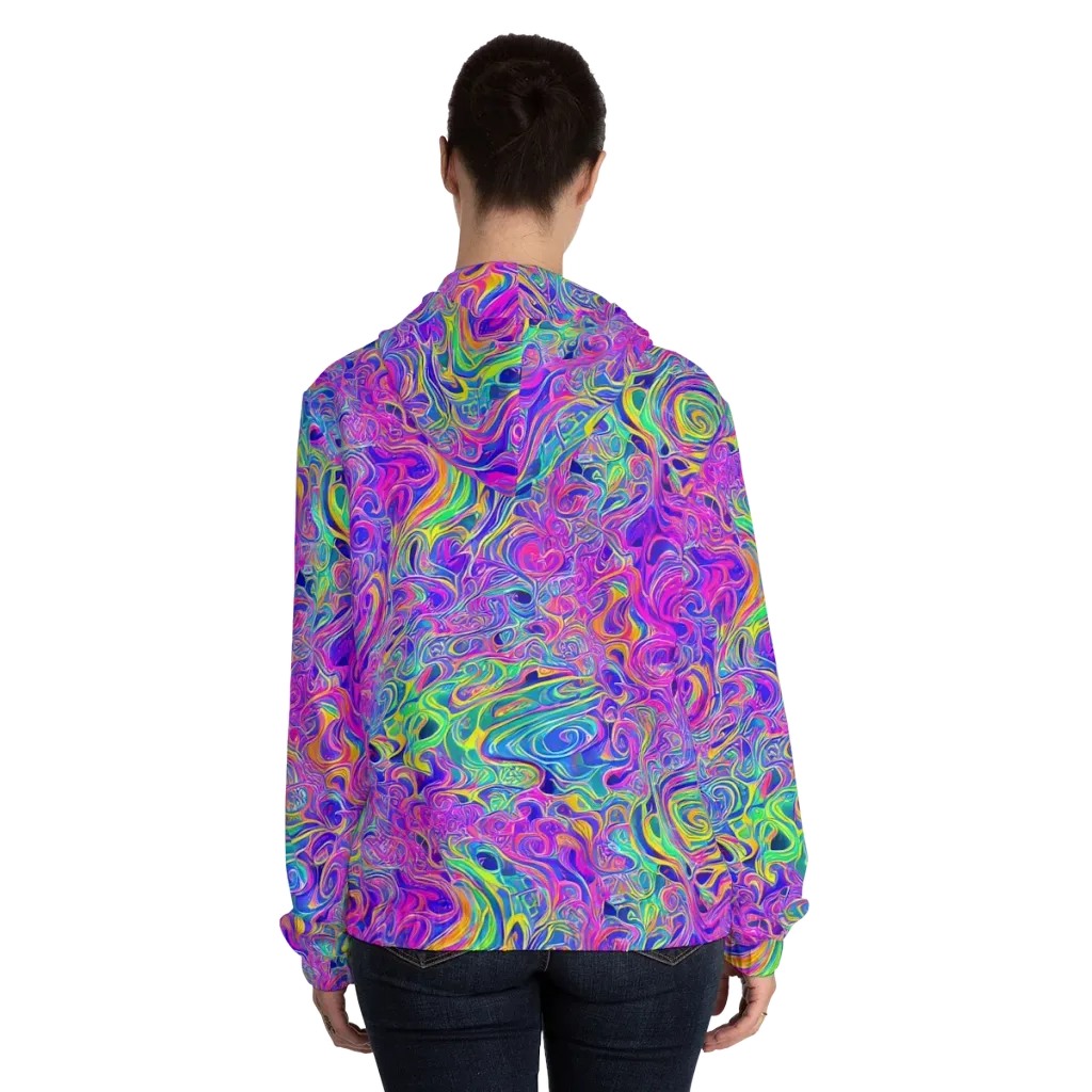 Kaleido Fever on Women's Full-Zip Hoodie — Back On Person