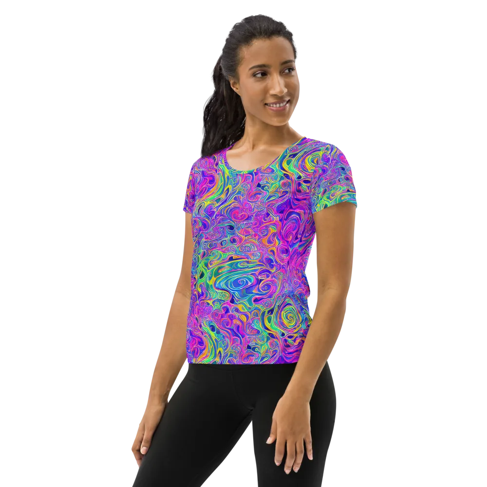 Kaleido Fever on Women's Athletic T-Shirt — Left