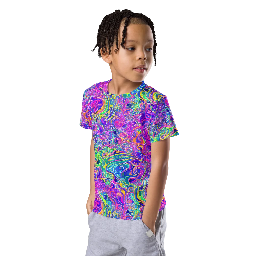 Kaleido Fever on Kids Crew Neck T-Shirt — Left Front