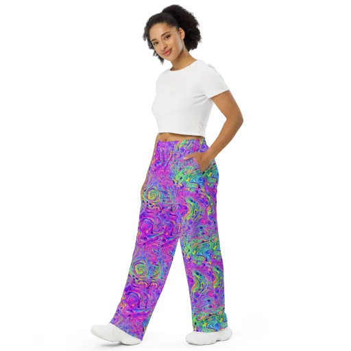 Kaleido Fever on a Wide-Leg Pants