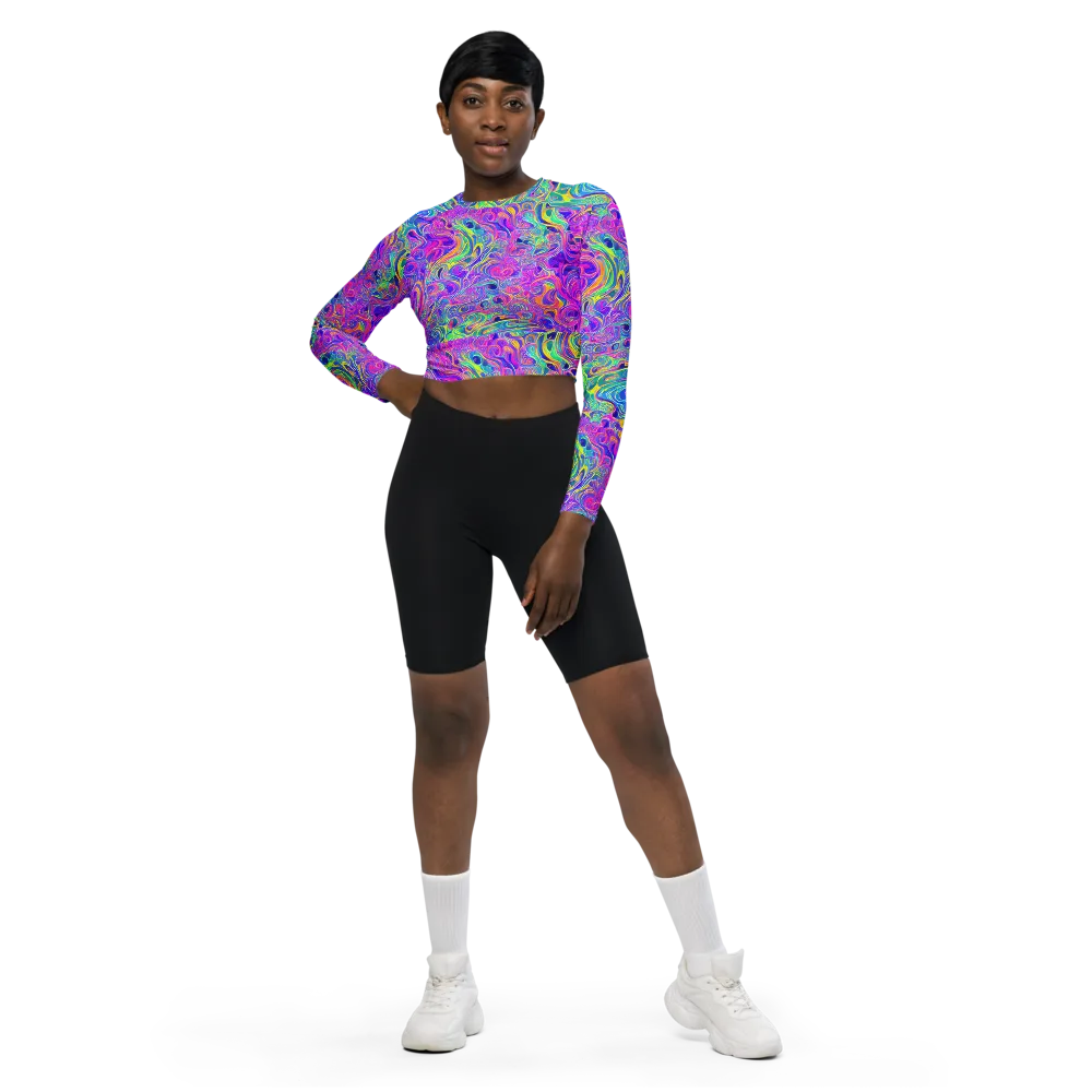 Kaleido Fever on Long Sleeve Crop Top — Front