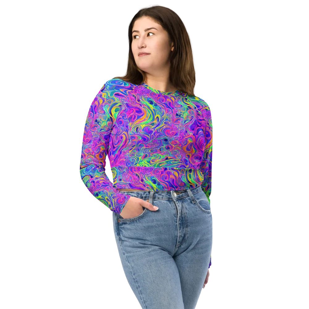 Kaleido Fever on Long Sleeve Crop Top — Front