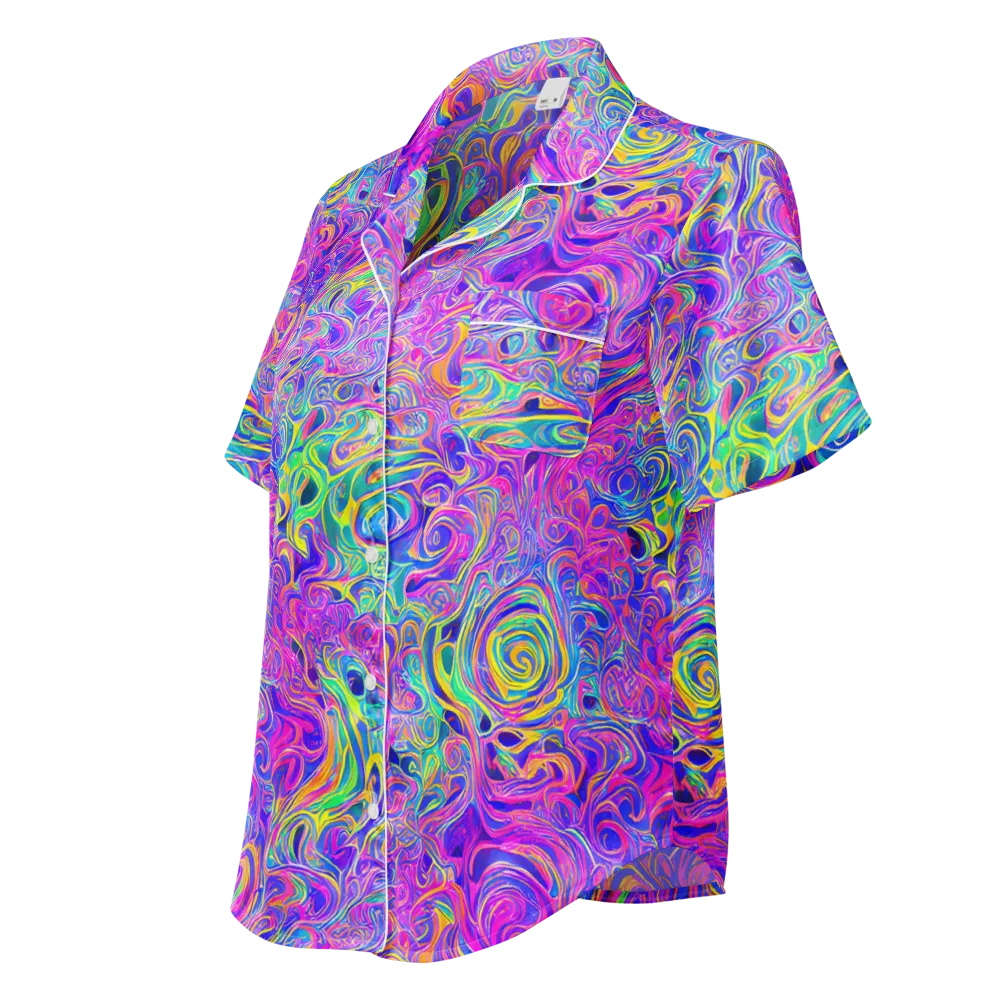 Kaleido Fever on Women's Short Sleeve Pajama Top — Left Front