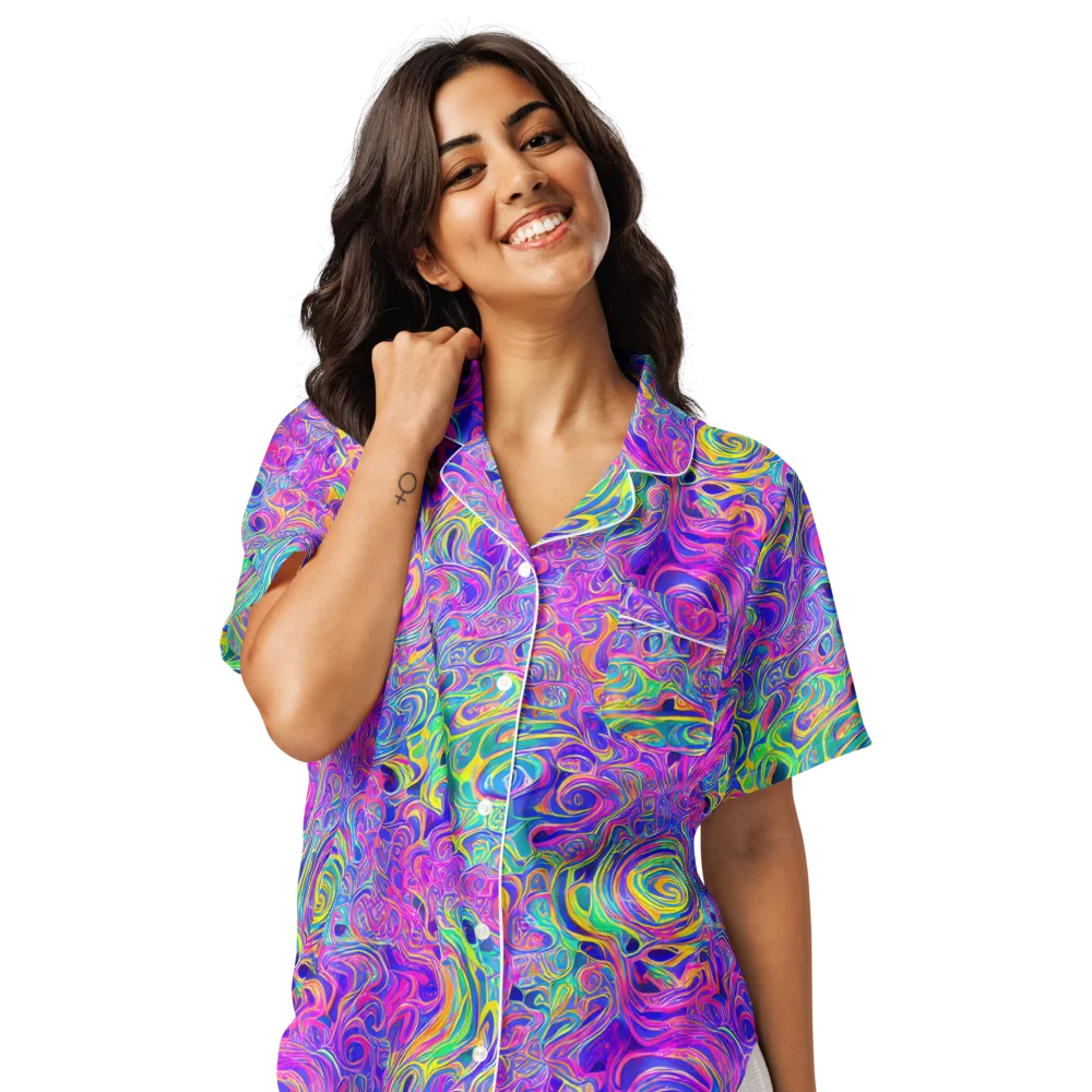 Kaleido Fever on Women's Short Sleeve Pajama Top — Front