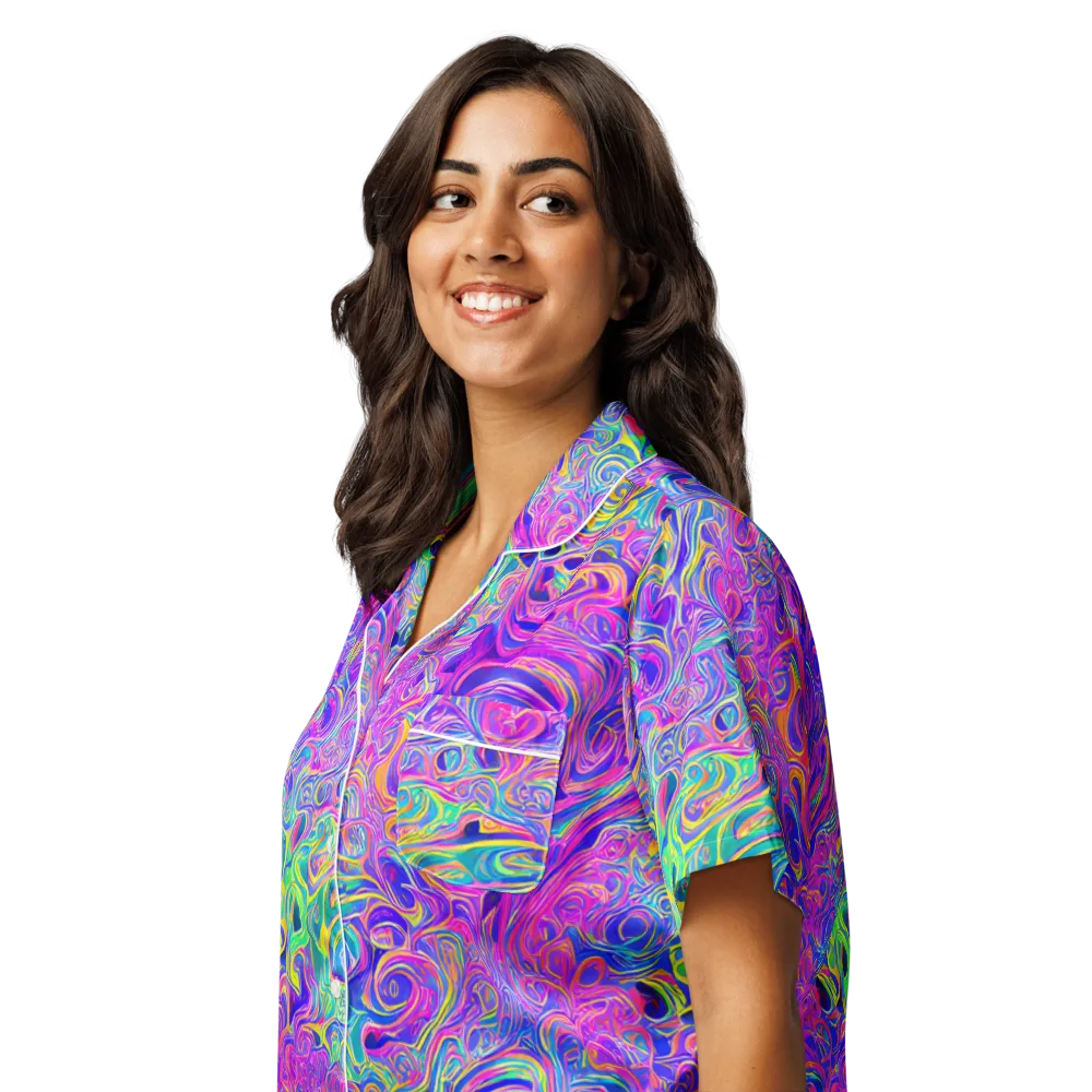 Kaleido Fever on Women's Short Sleeve Pajama Top — Left Front