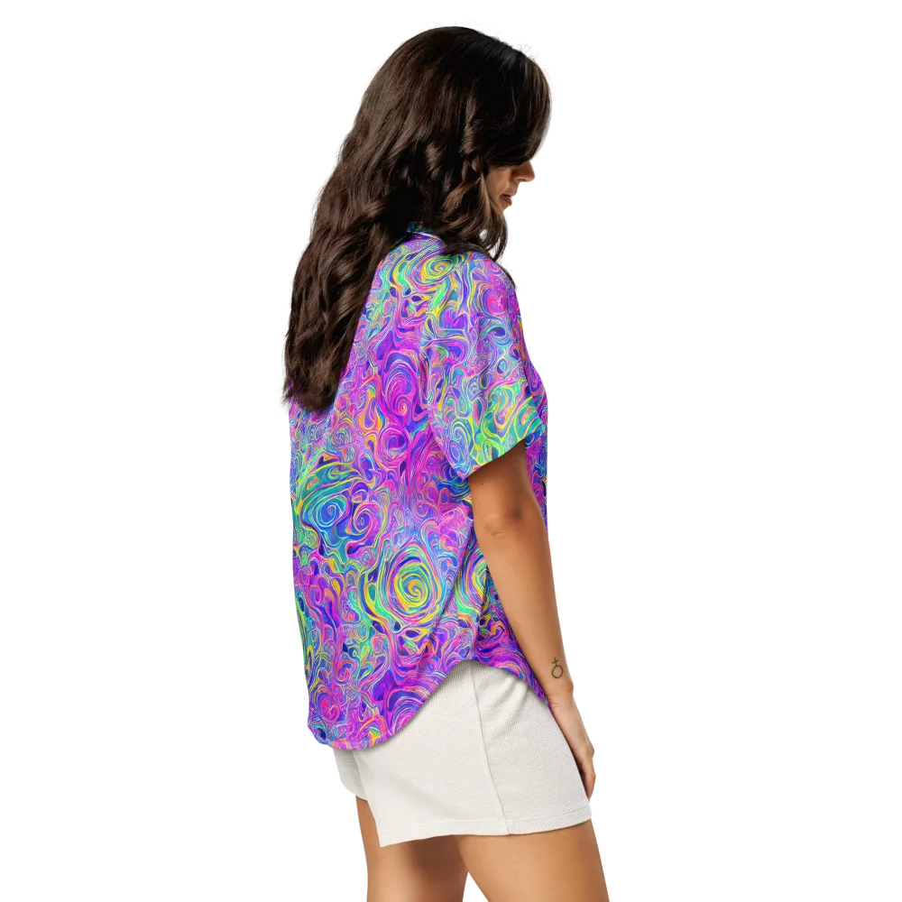Kaleido Fever on Women's Short Sleeve Pajama Top — Right Back