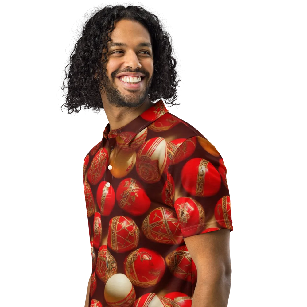 Gilded Bauble on Men's Slim Fit Polo Shirt — Left Front
