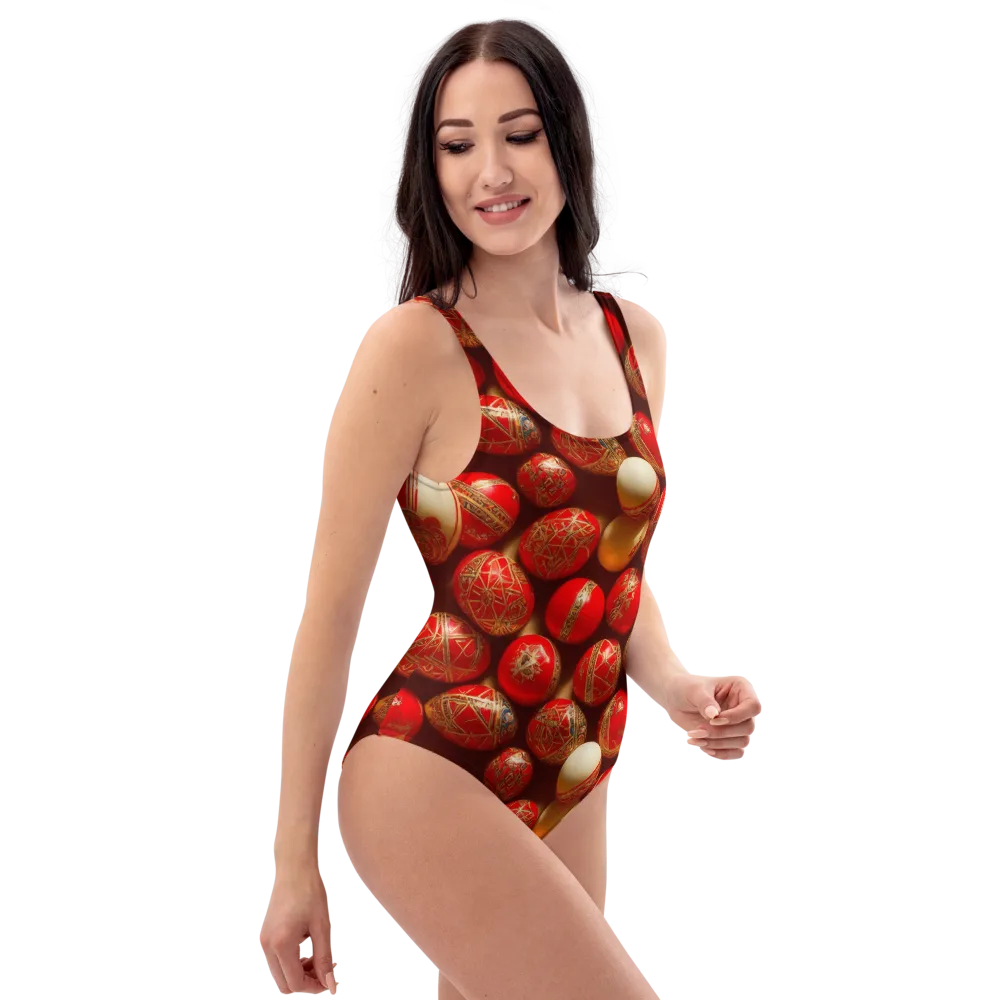 Gilded Bauble on One-Piece Swimsuit — Right