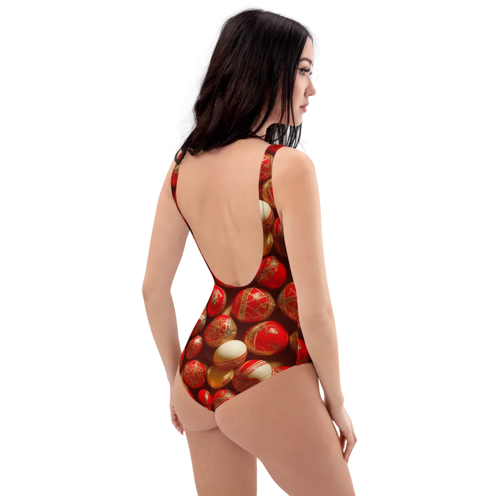 Gilded Bauble on One-Piece Swimsuit — Right Back